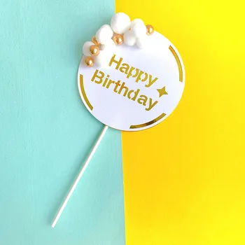 1tk Happy Birthday Cake Torukübar Uus Ilus Sünnipäeva Magustoit Kaunistamiseks Beebi Dušš Küpsetamine Tarvikud