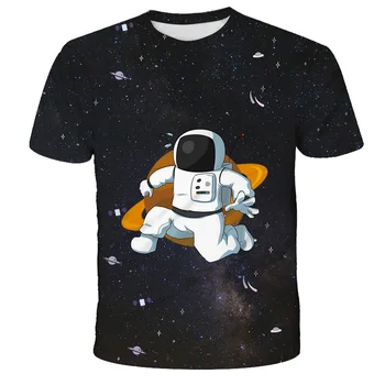 2021 Universum Planeet Ruumi Galaxy Astronaut 3D T-Särk Poiss/Tüdruk Laste Mood Vabaaja Lühikesed Varrukad Hip-Hop Harajuku T-Särk