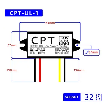Kõrge Efektiivsusega Lihtne 12V 5V 3A 15W Sõidukite Elektrilised Auto Led-Ekraan Võimsus CPT-UL-1 DC/DC Converter Regulaator