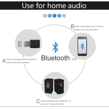 USB Juhtmeta Bluetooth-ühilduva 5.1 Audio Vastuvõtja Adapter Muusika Kõlarid, Käed-vaba Helistamine ja 3,5 mm AUX-Stereo Adapter