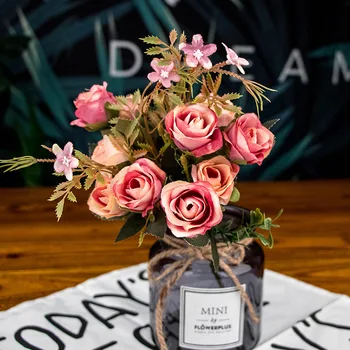 Sügisel võltsitud tee rose silk flower kuulu Gerbera Daisy kunstlik plastikust lille pulm kodu aksessuaarid teenetemärgi tuba decor
