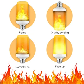 Neli režiimi E27 Leek Lamp 85-265V LED Tuld Tõhus Tulekahju Pirnid Hubisev Imiteerimist LED Lamp Pool Aeda, Õue Jõulud