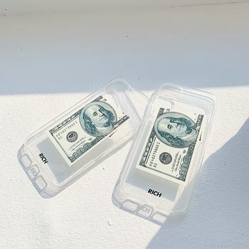 100 Dollari Rikas Raha Phone Case For iPhone 11 Pro Max 7 8 Plus X XS XR 12 Mini Soft Silicon luksus läbipaistev, kaitsev Kate