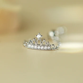 Elegantne Stiil Hõbedane Värv Crown Reguleeritav Tõmba Kett Rõngad Moes Saba Rõngas Parim Kingitus Naistele Tüdruk