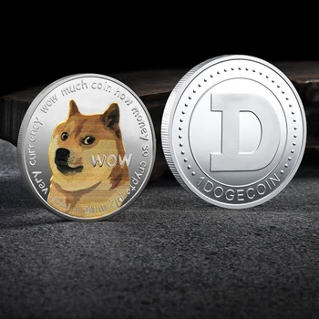 Kuld/Hõbe Pinnatud Bitcoin Dogecoin Valuuta, Mündi Mälestusmündid Wow Koer Muster Suveniiride Kogumise Kingitused Kunsti Laekuva