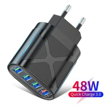 Lovebay Kiire Laadija 3.0 EU/USA/UK Plug 48W Kiire Laadimine USB-3A Telefoni Laadija iPhone 11 12 Xiaomi Huawei 4 Port Seina Laadijat
