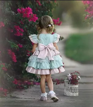 0-12Y Baby Girl Suvel Roheline Roosa Vintage hispaania Pall Kleit Printsess Lolita Pits Kleit Puhkus Casual