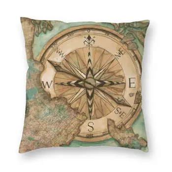 Pehme Vintage Meremiili Kompass Viska Padi Kaane Kodu Dekoratiivsed Purjetamine Madrus Padi 40x40 Pillowcover eest elutuba
