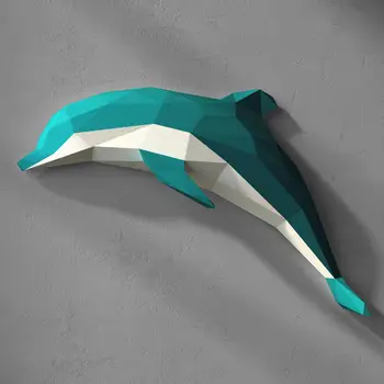 Papercrafts Dolphin 3D Raamatu Skulptuur Loomade Mudel DIY Geomeetriline Origami Home Decor elutuba Seina Kaunistamiseks Käsitöö