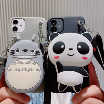 Armas 3D Panda Rahakoti Kotti puhul Huawei Nova 3i 3 5T 5 5i Pro Nova 6 4G 5G 7 8 SE 5i 7i 4 4E 3E 2i Pehmest Silikoonist kaelapaela kinnitamine Juhtudel