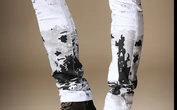 Ameerika Streetwear Mood Meeste Teksad Värvitud Disainer Slim Fit Punk Püksid Biker Teksad Homme Hip-Hop Püksid Mens Skinny Teksad