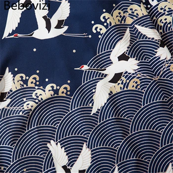 Traditsiooniline Hiina Stiilis Kraana Prindi Harajuku Mehed Naised Streetwear Suvel Riietus Lahti Yukata Jaapani Kimono Jakk