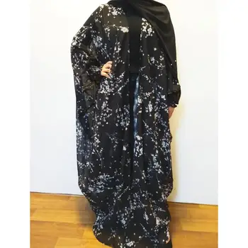 Naiste Batwing Varruka Abaya Dubai Avatud Esi Seal Kaftan Farasha Stiilis Pikk Kleit Moslemi Kampsun, Õie Trükitud Jilbab Islami Riietada