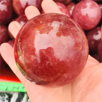 5.5-7cm loomulik harv maasika quartz crystal ball kodu kaunistamiseks looduslik kivi lõikamine poleerimine 1tk