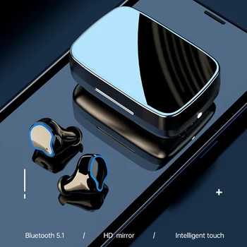 BKM Bluetooth 5.1 Kõrvaklapid Juhtmeta Kõrvaklappide 9D Stereo Sport Veekindel Earbuds Kõrvaklapid Mikrofoniga 2000mAh Aku Kast