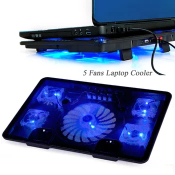 Besegad Kaasaskantav USB-Jahutus Pad Ultra-Slim Vaikne Sülearvuti, Sülearvuti Jahutus Alus Seista Jahuti 5 Fännid 15,6 tolli