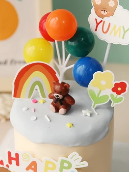 Baby Suplemine Küpsetamine CakeTopper Karu Küünal Kaardi Õhupalli Sünnipäevaks Magustoit Tabel Kleit Üles Plugin Pool Kook Decor Tarvikud