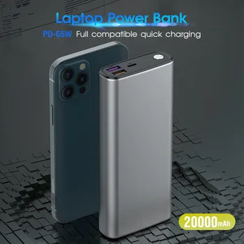 Sülearvuti Power Bank 20000mAh Pd65w Portable Powerbank Iphone Xiaomi Mobiiltelefoni Väliste Aku Laadija Ajastiga Aku