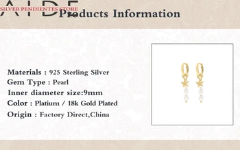 AIDE 925 Sterling Silver Pärl Ripats, Kõrvarõngas Naiste Star Võluv Kõrvarõngad Pendientes Mujer Pulm Ehteid Paarid Kingitused