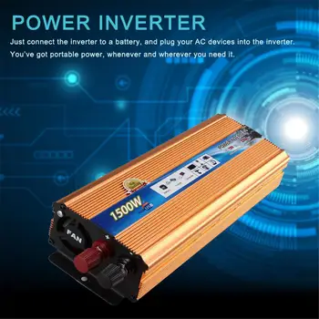 Kuld Converter Sine Wave Power Inverter 1500W DC 12V/24V AC 220V/110V Sõiduki Auto Siinus Toide Inverter