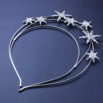 Luksus Rhinestone Headpiece Pulmad Pruudi Juuste Aksessuaarid Naistele Barokk Crystal Star Crown Tiara Peapael Pool Ehted