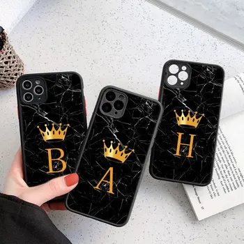 Algne Täht A-Z Cartoon Crown Telefon Case For iPhone 11 12 Mini Pro X XS Max XR 7 8 Plus Marmor Objektiivi Kaitse kõvakaaneline