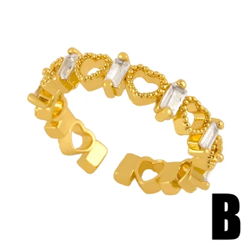 FLOLA Kristall Südame Rõngad Naiste Gold Filled Infinity Avatud Mansett Rõngad Reguleeritav CZ Tsirkooniumoksiid Naiste Ehete Hulgimüük rigj76