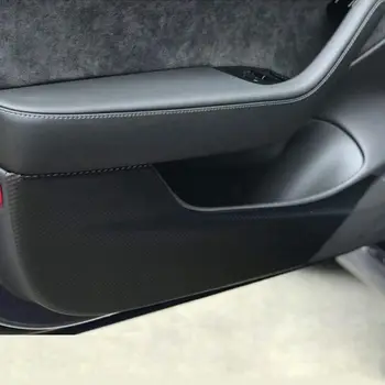 MUTT 4tk Ukse Anti-Kick Matt, Nahkpolster Carbon Fiber Protector Pad Autod Ukse Tesla Model 3