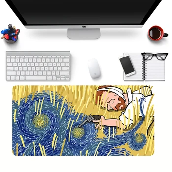 Kummist Mouse Pad Cartoon Van Gogh Kunsti Maali Mouse pad suur Suurus 60x30cm Gaming Mouse mat Muster Laua Gaming Pad Anti-slip