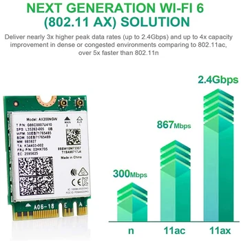WiFi6 M. 2 Moodul AX 3000Mbps Võrgukaart Bluetooth 5.1 Traadita Wi-Fi 6 Kaardi 2.4 G/5Ghz 802.11 Ax MU-MIMO