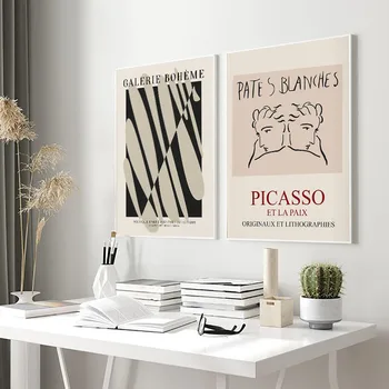 Retro Matisse Plakat Ja Picasso Pildid Abstraktne Must Valge Joon Lõuend Seina Maali Kunst Pildi Põhjamaade Elutuba Decor