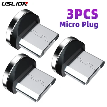 USLION 3 Tk Magnet Magnetic Plug laadimiskaabel Vihjeid Adapter 8 Pin Micro C-Tüüpi Magnet Pesa iphone Xiaomi Huawei