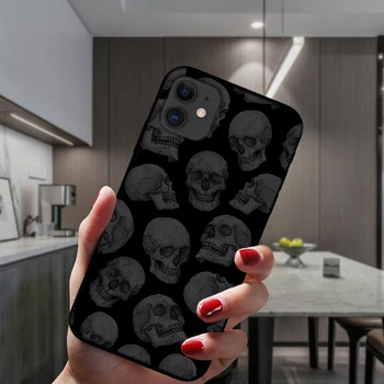 Skelett Armastavad Roosa Silikoonist Kate iPhone Mini 12 11 Pro XS Max X-XR 6 6S 8 7 Pluss 5 5S SE 2020 Pehme TPU, Must Telefon Kohtuasjas