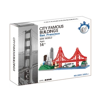 1610pcs+ San Francisco Mini ehitusplokid Linna Silueti Maailma Kuulsamaid Arhitektuuri 3D Mudel Diamond Tellised Mänguasjad Lapsele Kingitus