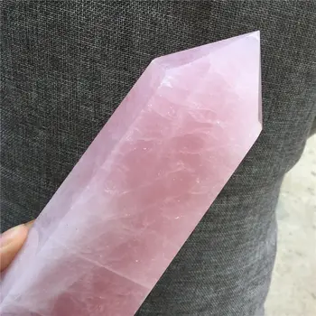 Natural Pink Rose Quartz Crystal Obelisk Võlukepp Punkti Tervendav
