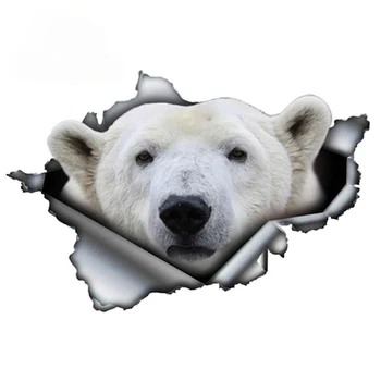 Jääkaru Auto Kleebis ära Rebitud, Metallist Decal Veekindel 3D Valge Karu Kleebised Peegeldav Vinüül Stickers13cm X 8.8 cm