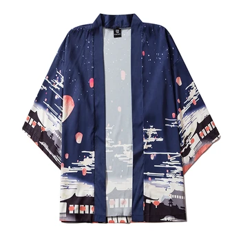 Vintage Naised Mehed Sinine Yukata Streetwear Harajuku Cosplay Kimono Jaapani Traditsiooniline Kampsun, Suvel Vabaaja Lahti Beach Särgid