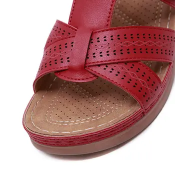 Sandaalid Naistele Kiilu Sandaalid Premium Ortopeediliste Avatud Varba Sandaalid Vintage Anti-slip Nahast Vabaaja Naiste Retro Platvorm Kingad