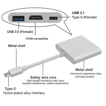 USB-C Hdmi Type C Hdmi 3.1 Konverteri Adapter Typec Hdmi/USB 3.0 Alumiinium/type-c Hdmi Adapter Macbook O3C0