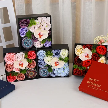 Kunstlik Roos Flower Box DIY Aroomiteraapia Seep Lill Candle Gift Rose Kasti ystävänpäivä Pulmad Dekoratsioon Kingitus