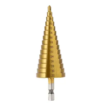 4-32mm Uus Premium HSS Terasest, Titaan Kuusnurkne Varre pagoda puurida Suur Samm Drill Bit Auk Terasest Lõikur Plat Hõõritsemine Puurida
