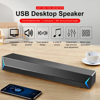 TV Sound Bar AUX USB-Juhtmega ja Juhtmeta Bluetooth-kodukino FM-Raadio Surround Sound Bar / PC TV Kõlarid