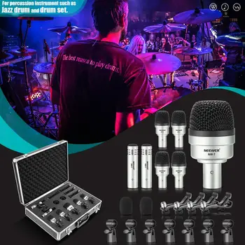 Neewer 7 Töö Traadiga Dünaamiline Drum Mic-Kit: Kick Bass,Ling&Taldrikutel Mikrofoni Komplekt -Täielik Keermega Klamber,Lisab,Mikrofoni Hoidik