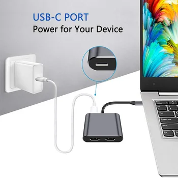 Tüüp-C HDMI-ühilduvate 4K USB-C-Dual HDMI ja USB 3.0 PD Tasuta Port USB-C Converter Kaabel MacBook Samsung Dex Galaxy S21