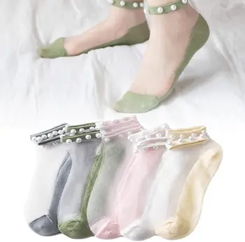 Naiste Suve Silmadega Sokid Uus Mood Pärlmutter Rant Läbipaistev Sox Tüdruk Nailon Venitada Pahkluu Sokid Net Lõng, Õhuke Naiste Lahe Sokid