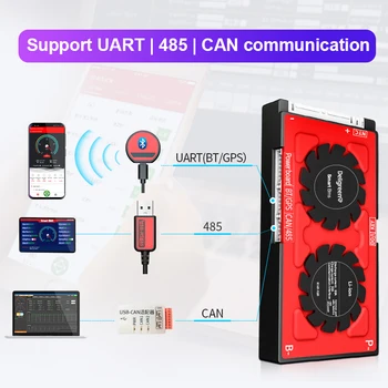 Smart BMS 4S 12V 30A 40A 60A Bluetooth APP contorl rs485 SAAB conmmunication poolt PC jaoks 3.2 V hinnatud Lifepo4 BMS NTC UART
