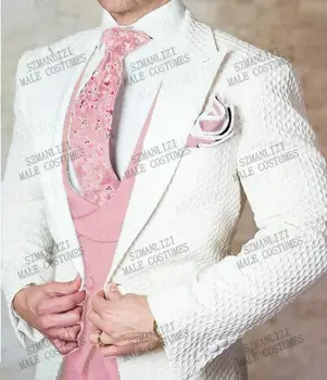 Uusim Kujunduse 2021 Meeste Ülikonnad 3 Tükki Custom Made Peigmees Pulmas Ülikond Smoking Slim fit Bleiser Topelt Karavan Lilla Vest Püksid