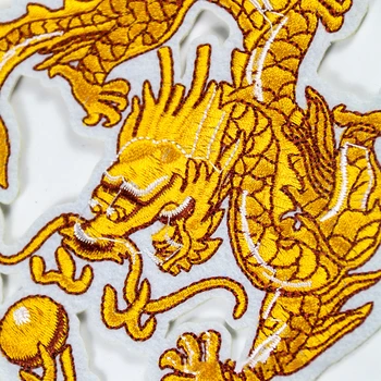 Hiina Kuldne Lohe Tikitud Plaastrid Loominguline Mütoloogiline Lugu Applique Käsitöö DIY Riiete Õmblemine Tarvikud Tarvikud
