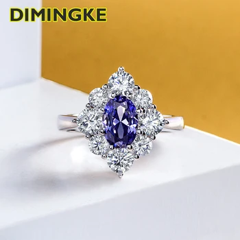DIMINGKE 6*9 Sapphire Lille Kujuline Teemant abielusõrmus 100-S925 Sterling Silver kokteiliefekti Naine Ehted