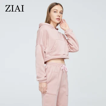 ZIAI 2021 UUS Naiste ülikond Kaks Tükki Set Vabaaja Tracksuit kõrge kvaliteedi roosa Mugavad Spordirõivad Liiga Püksid Lady DY05
